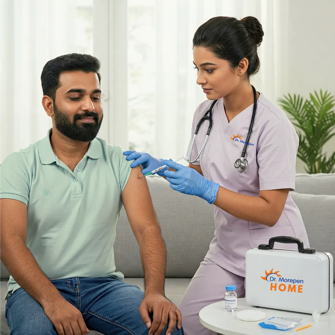 a doctor treating a patient at home