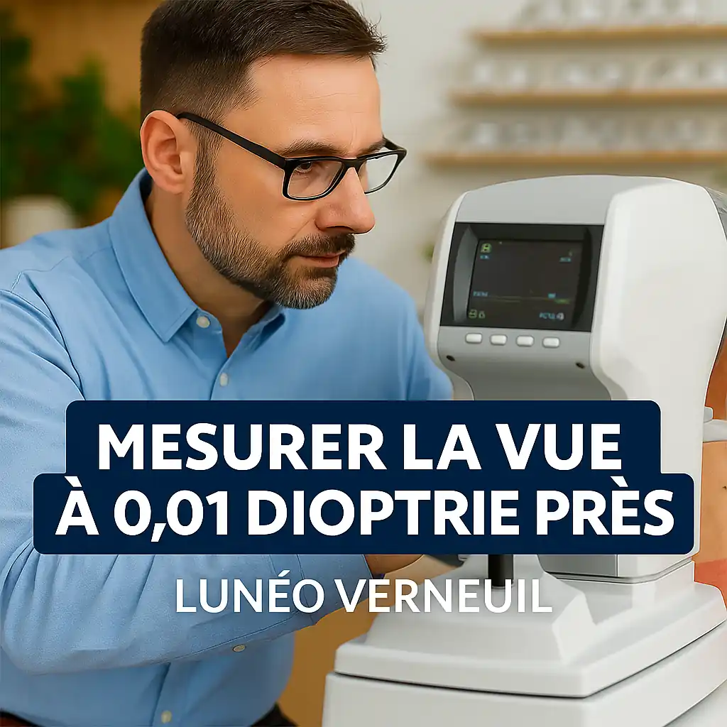 Opticien utilisant un appareil de mesure numérique pour un contrôle de vue ultra-précis