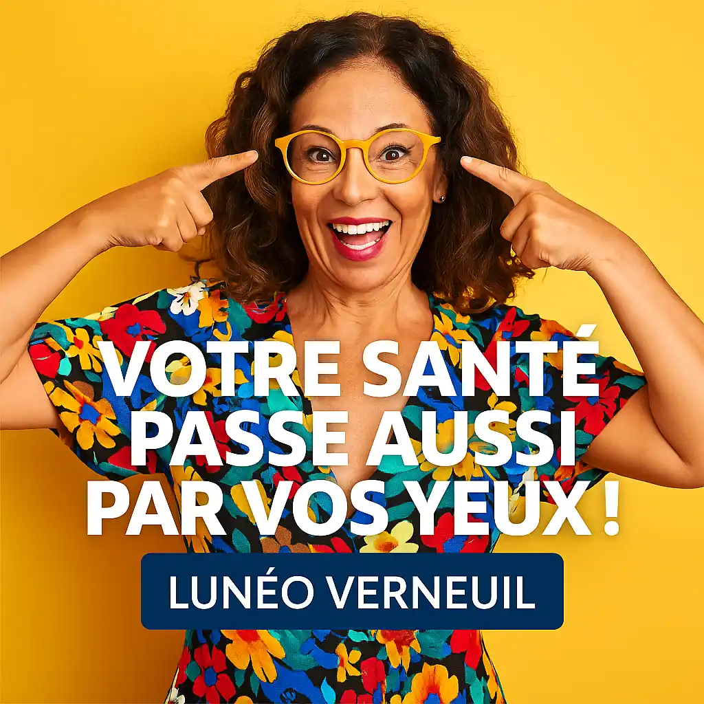 Femme énergique en robe colorée prenant soin de sa santé visuelle chez un opticien