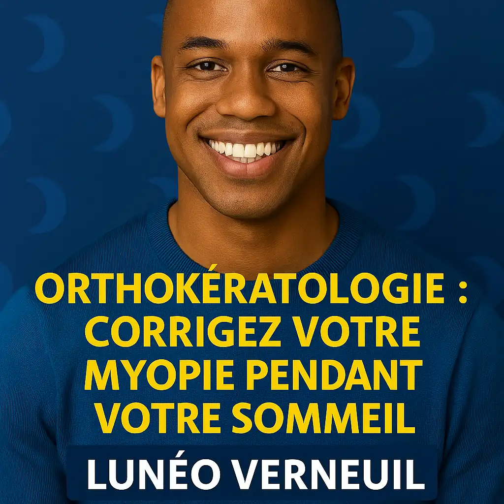 Jeune adulte souriant retirant sa lentille de nuit Ortho-K auprès d’un opticien en boutique