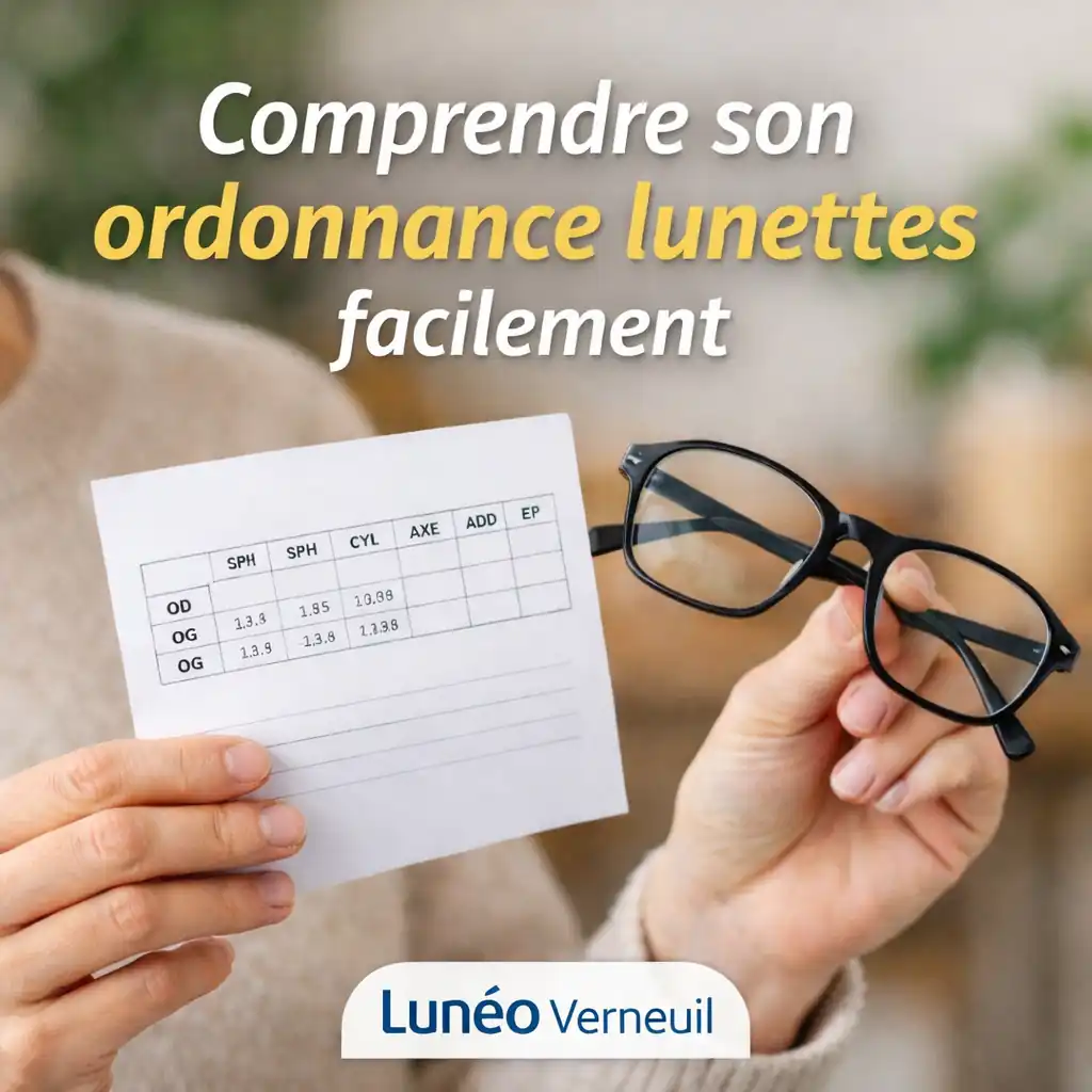 Comprendre une ordonnance de lunettes avec SPH CYL AXE expliqués simplement par votre opticien Lunéo Verneuil