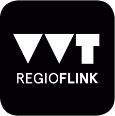 Sustainable journey to Swarovski Kristallwelten with Regioflink logo in black and white.