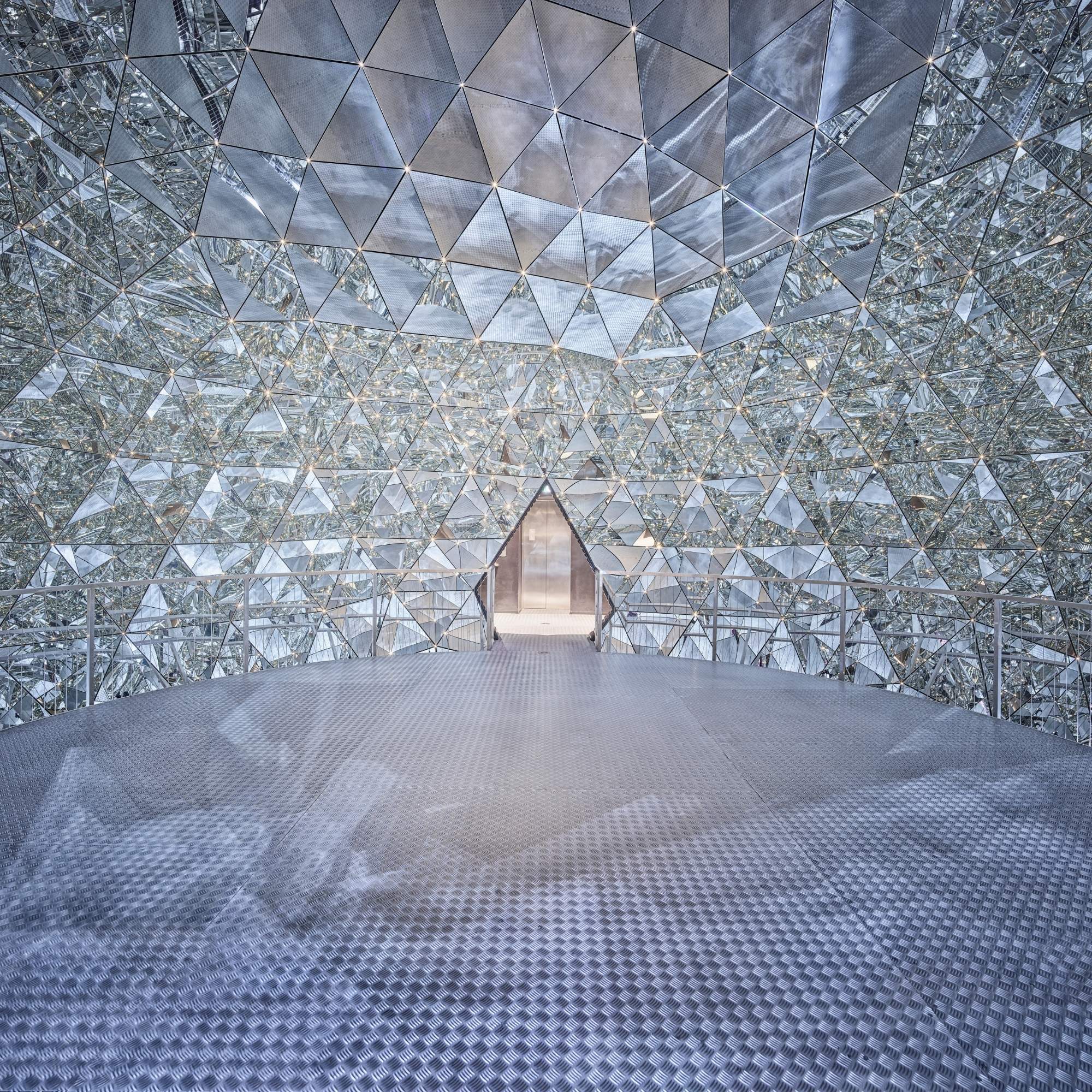 Chamber of Wonder Kristalldom at Swarovski Kristallwelten with 595 mirrors that give the impression of standing inside a crystal.