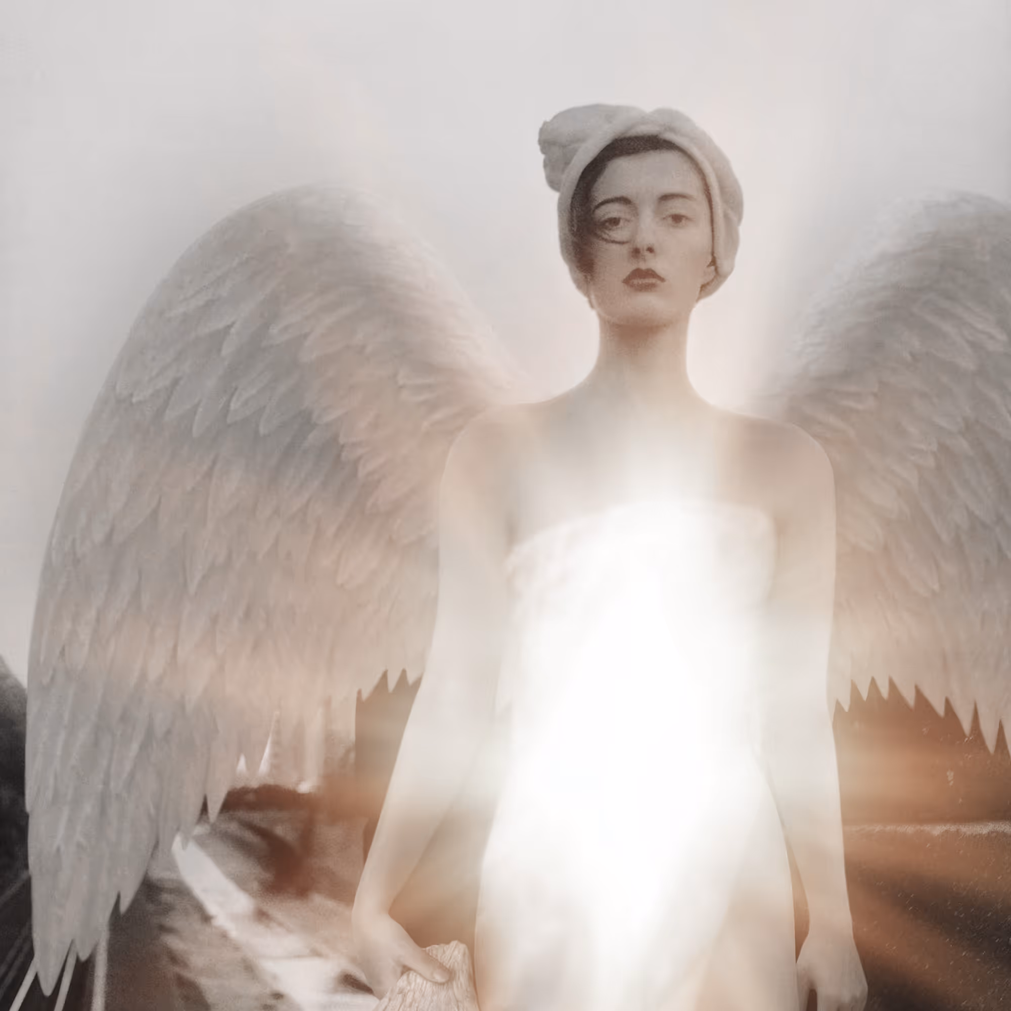 Matta Wagnest, österreichische Künstlerin, 2010 als Engelsmotiv und leuchtendem Zentrum.