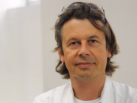 Peter Kogler, österreichischer Künstler, 2010 im Porträt mit kurz geschnittenem Haar und ernster Miene.