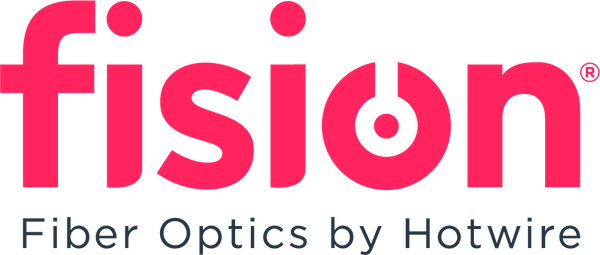Logo for fision fiber optics by Hotwire