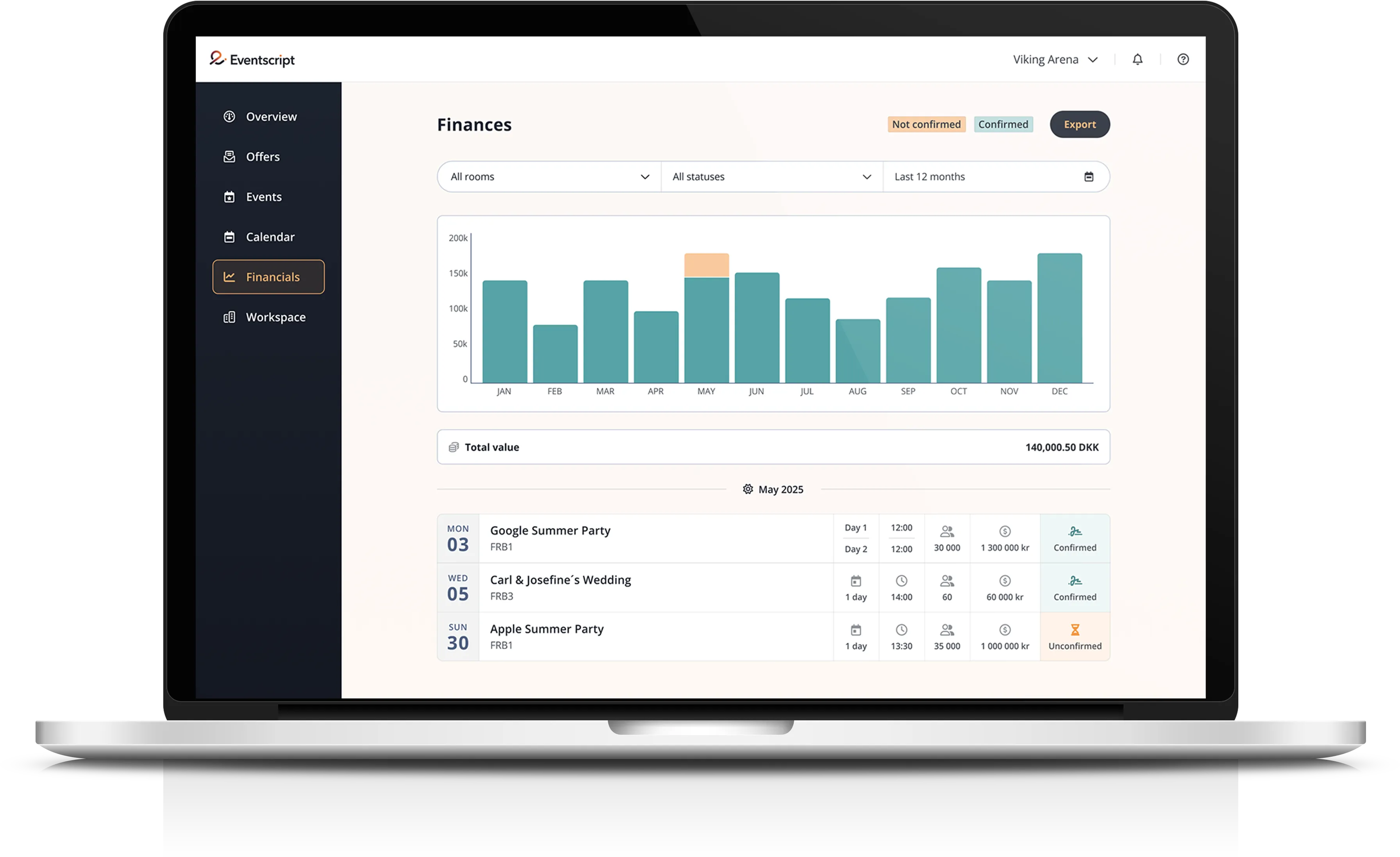 Mockup of financial section