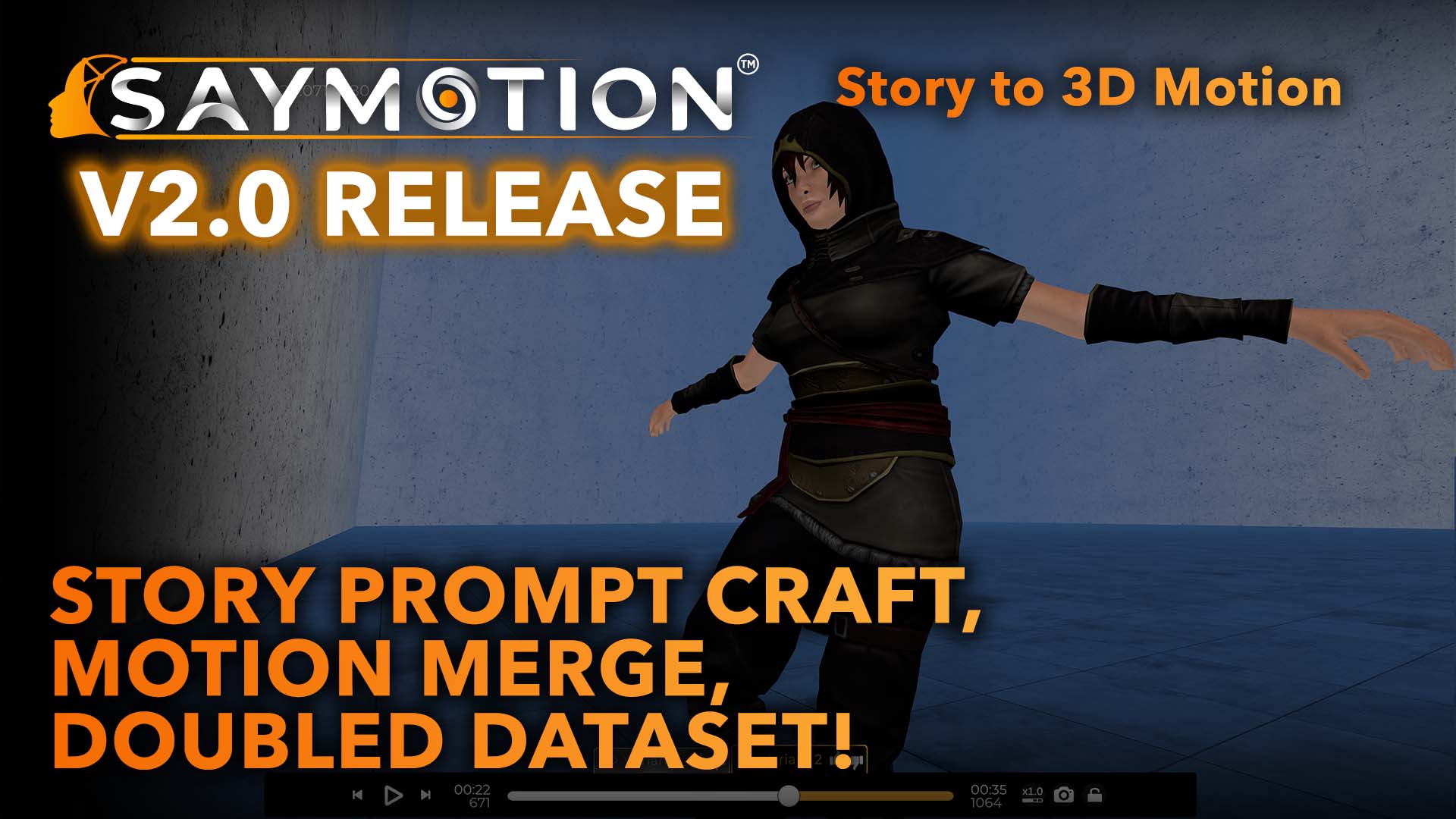 SayMotion V2.0 -  New Story Prompt Craft and Prompt Enhancer Tools, Generative Motion Merging, & Doubled Dataset