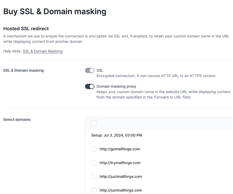 Domain Masking in Mailforge
