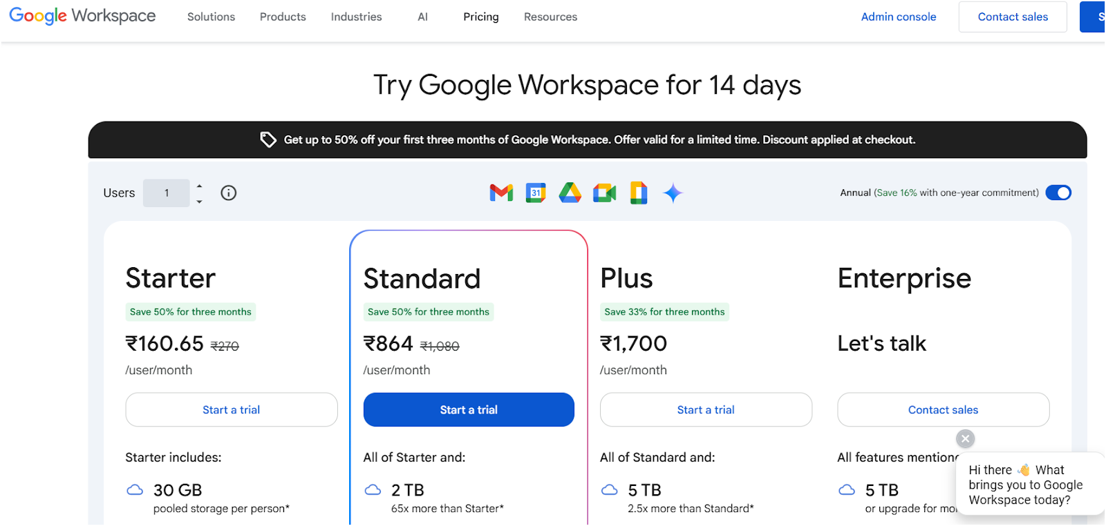 Google workspace pricing