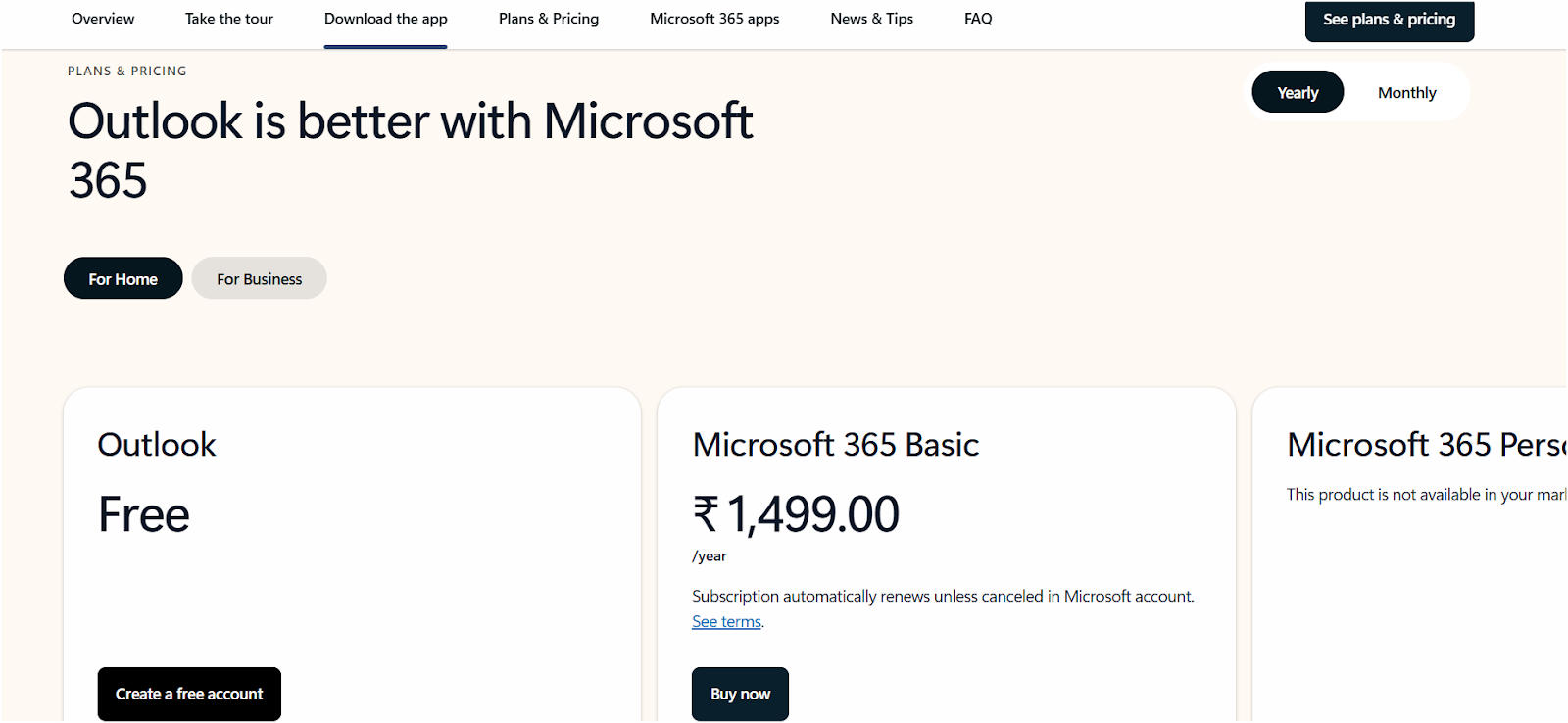 Outlook Pricing