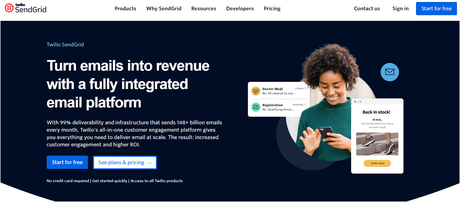 Sendgrid Homepage