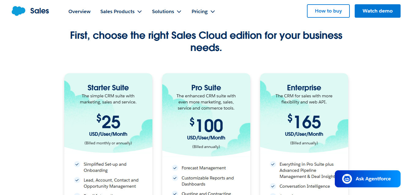 Salesforce pricing