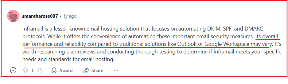 Inframail reddit review