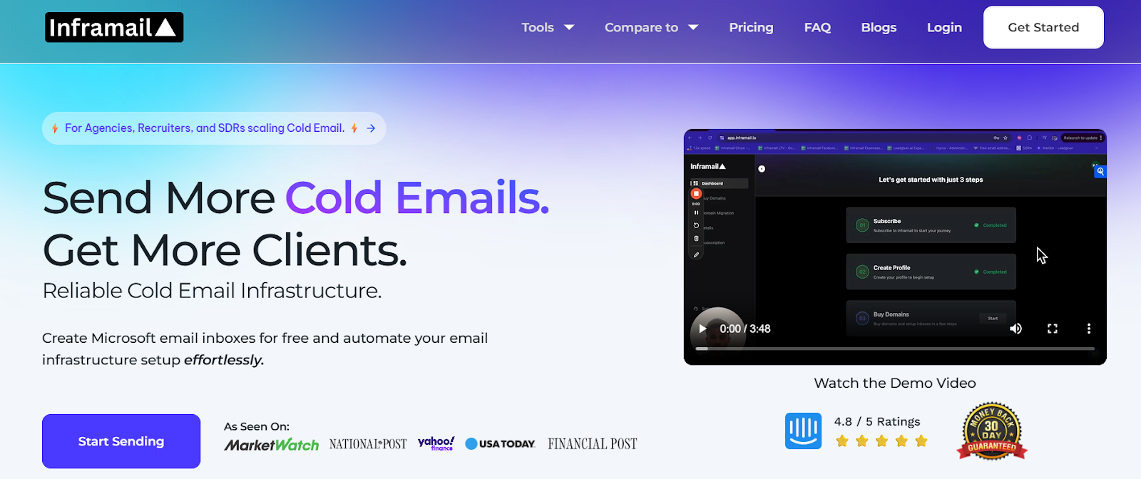 Inframail homepage