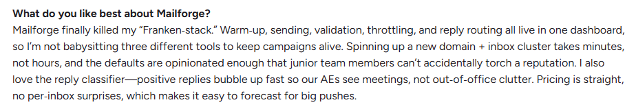 MailScale user review on G2.com