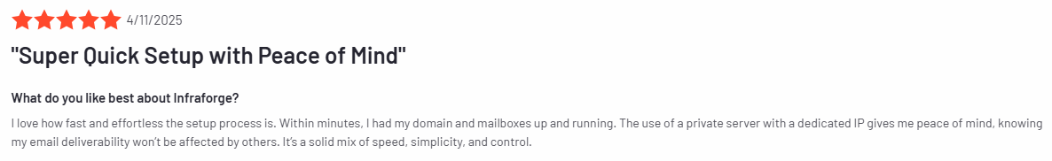 Infraforge user review on g2.com about its intuitiveness