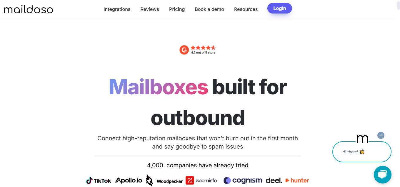 Maildoso homepage
