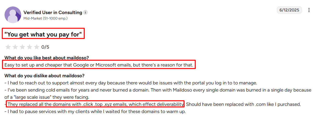 Maildoso Review on G2