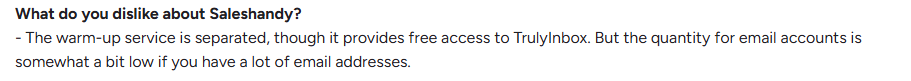 Saleshandy review on G2.com