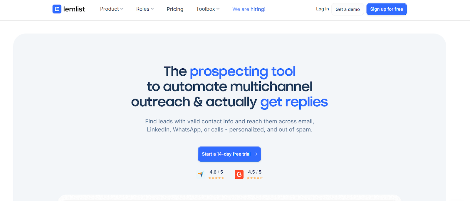 Lemlist homepage