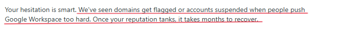 Google Workspace user about its reputation drop