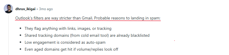 Microsoft Outlook user complaint about its strict Spam filters