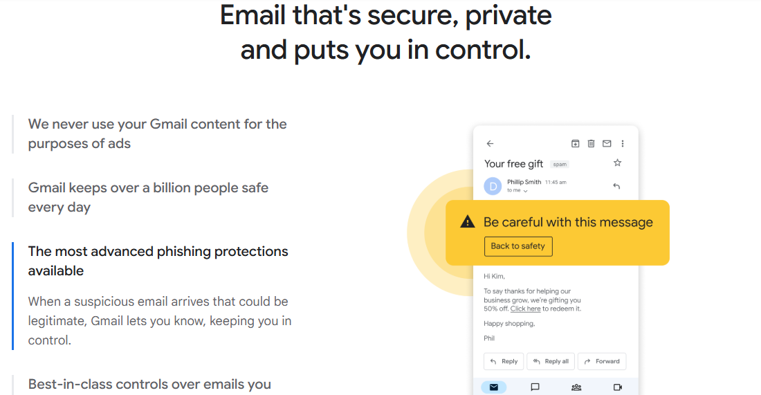 Gmail safety control
