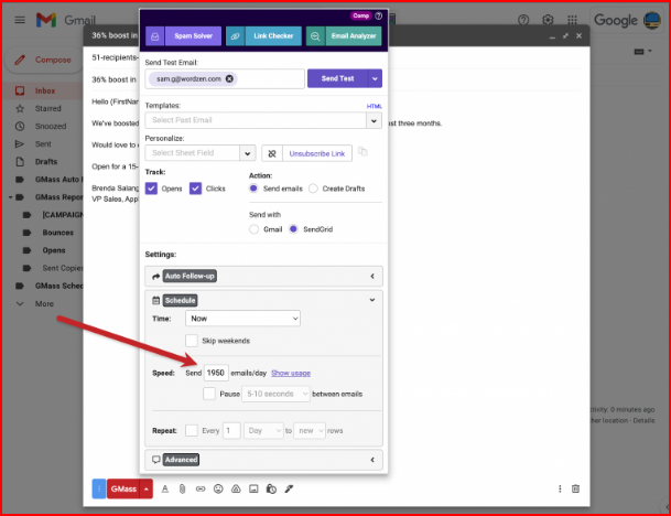 Gmass sending limits