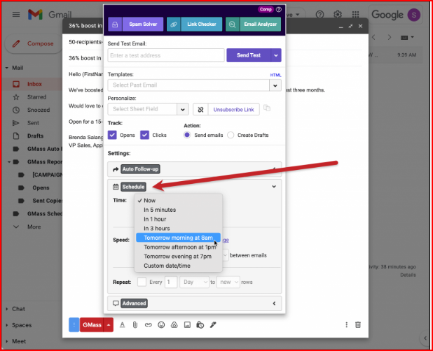 Gmass Schedule management
