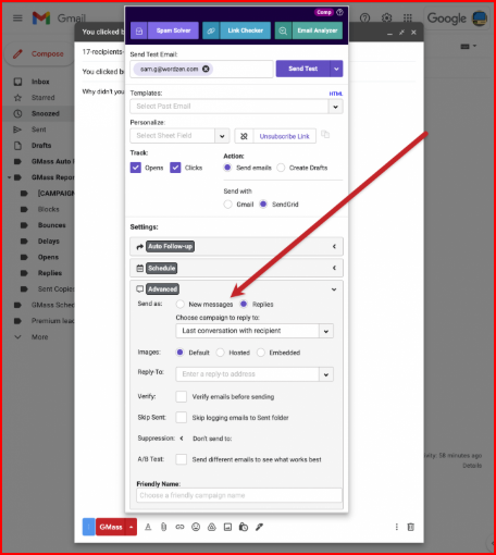 Gmass sending emails based on past behaviour