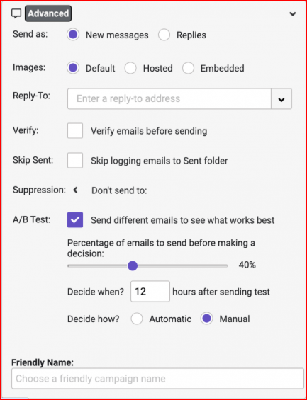 A/B testing inside Gmass before sending