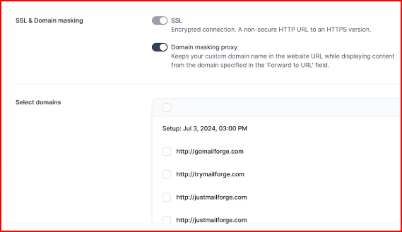 Mailforge SSL and Domain masking feature