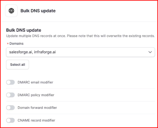 Mailforge Bulk DNS update
