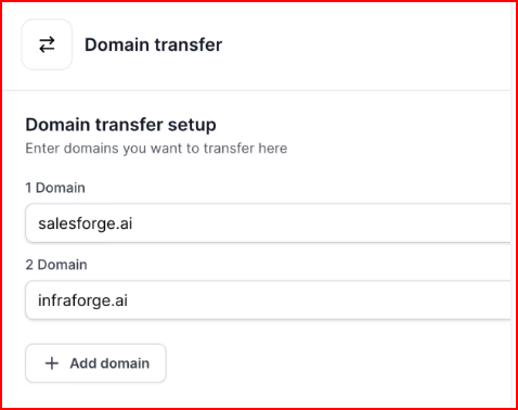 Domain transfer in Mailforge