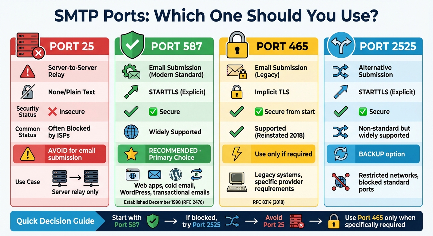 SMTP Ports Comparison: Security, Purpose, and Use Cases