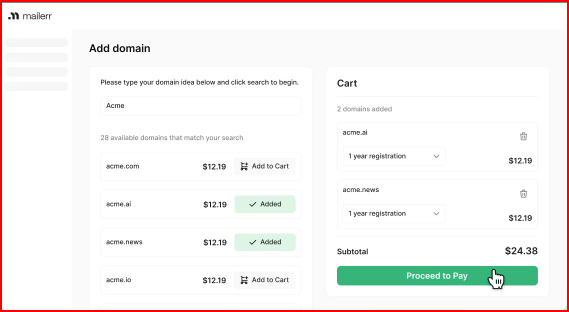 Adding domains in Mailerr