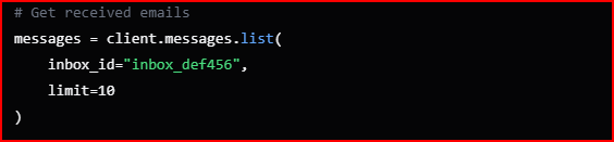 Receive email in agentmail