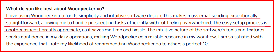 Woodpecker user feed back about its easy use