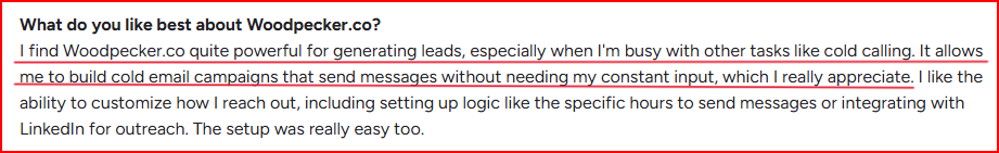 Woodpecker user feedback about its automation