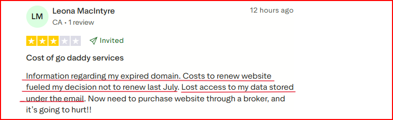 GoDaddy User disappointment about its renewal cost