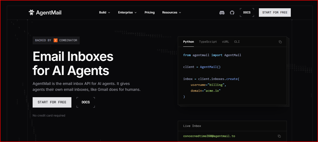 AgentMail - Email inbox tool for AI Agents