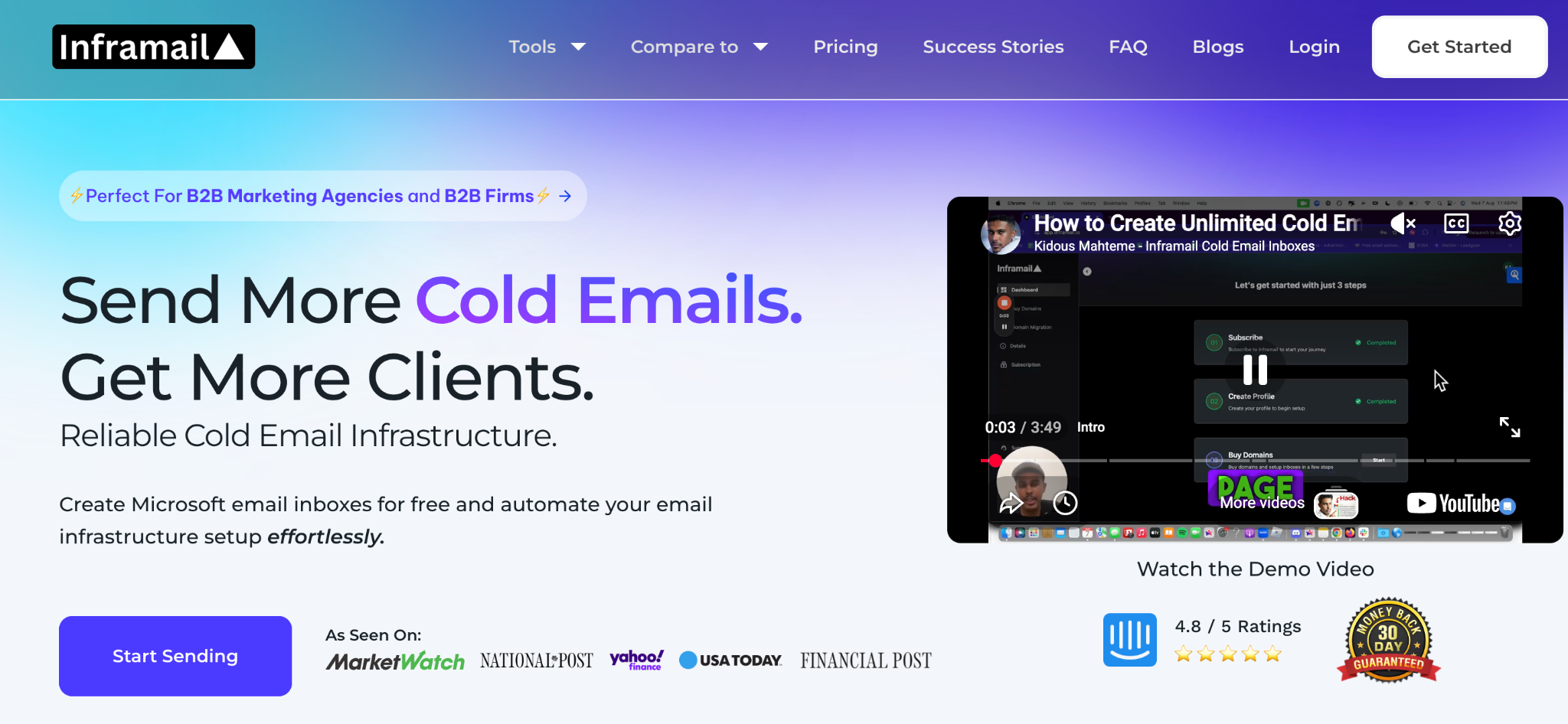 Inframail homepage