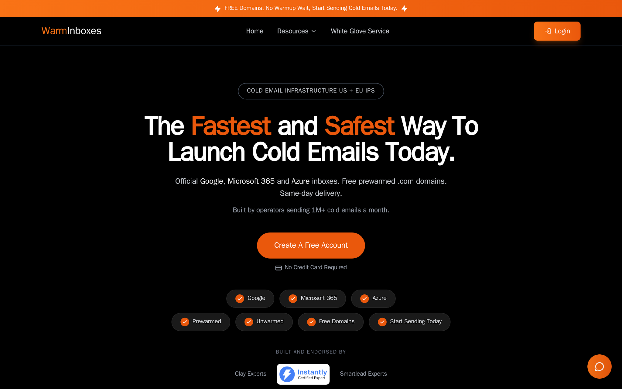 Warm Inboxes homepage for pre-warmed inboxes