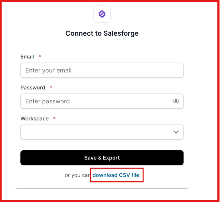 Connect to Salesforge for exporting