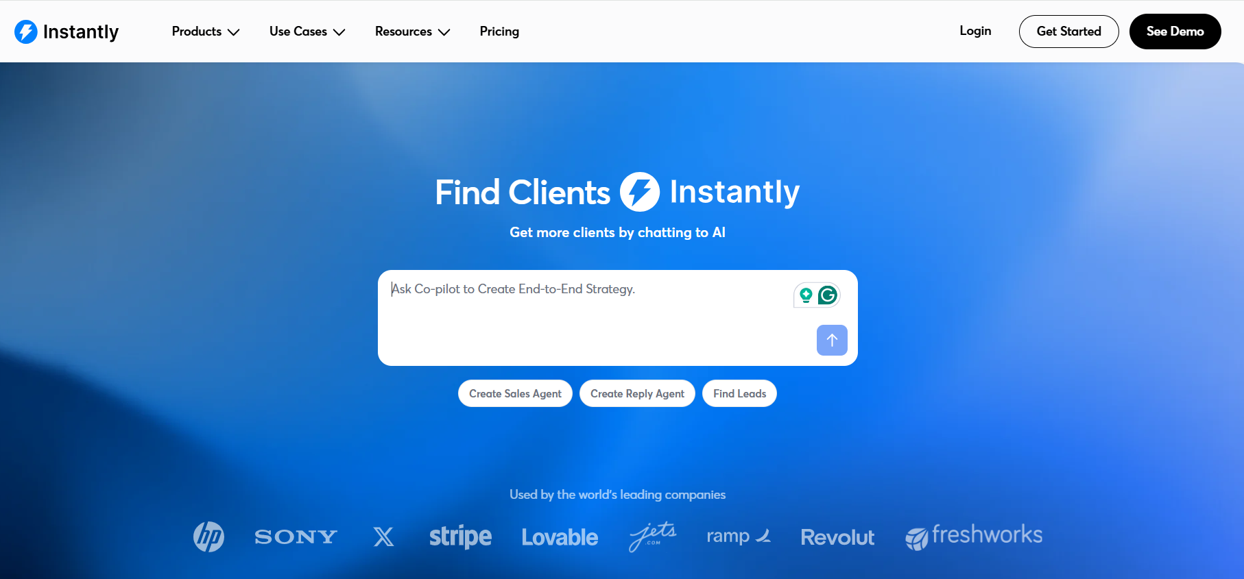 Instantly homepage