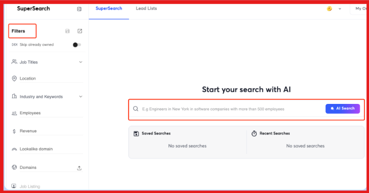 Use SuperSearch to generate leads