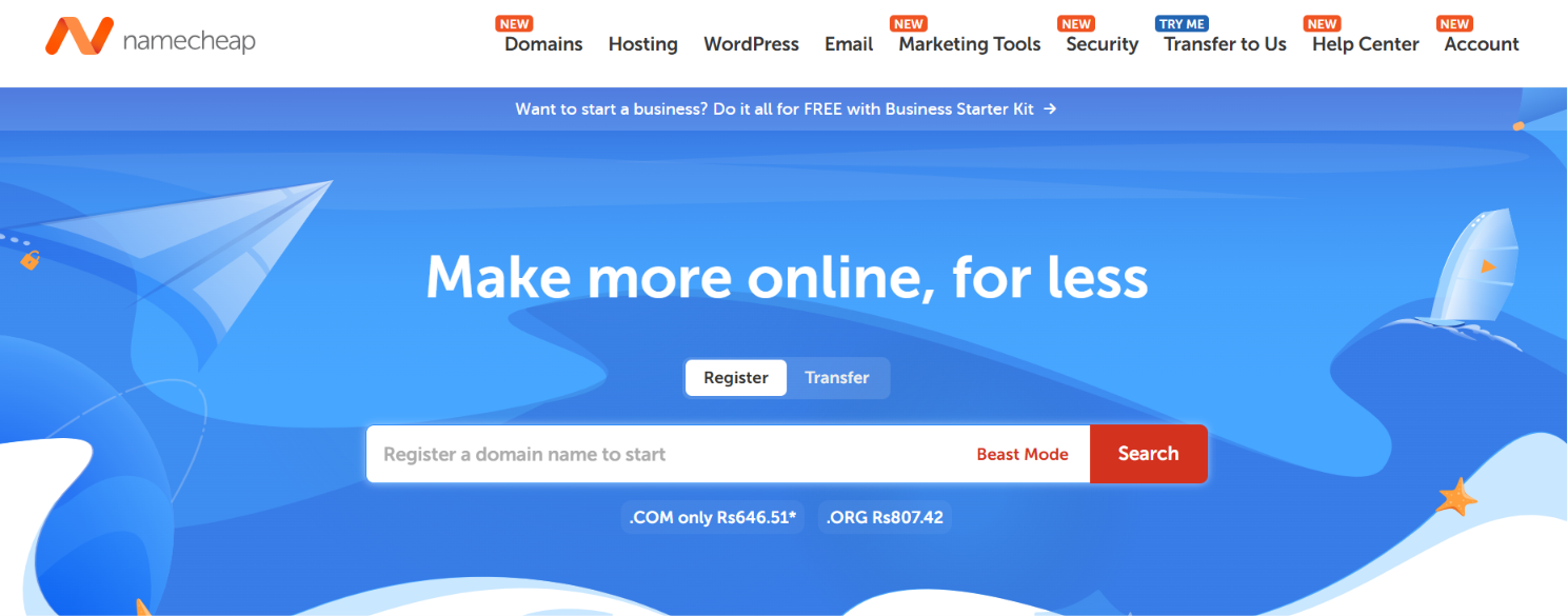 Namecheap homepage