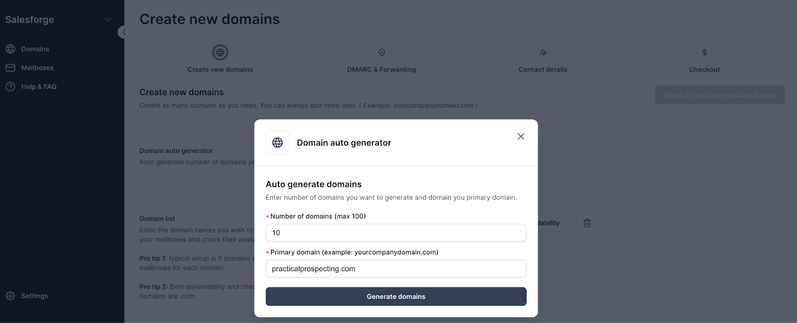 Auto-Generate Domains Settings