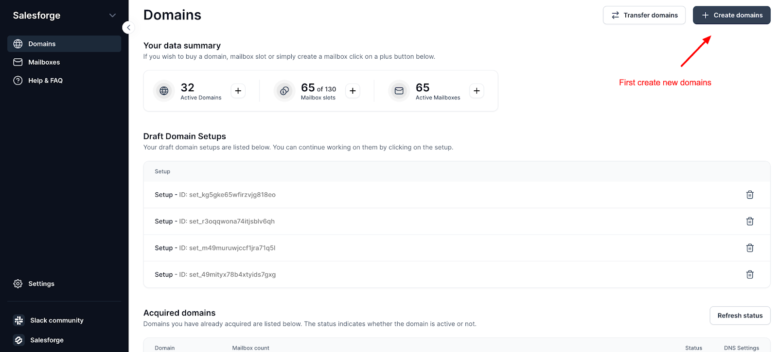Setting Up Domains in Mailforge